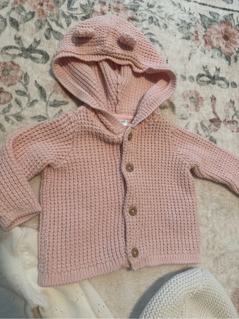 Carter's Pink and Cream Knitted Baby Hoodies & Footie Set